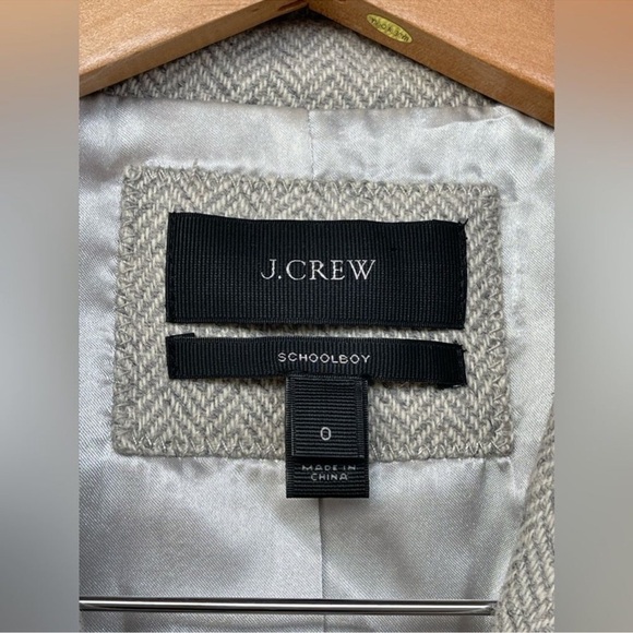 J. Crew School Boy Womens Notch Lapel Wool Herringbone Gray Blazer size O - Picture 11 of 15